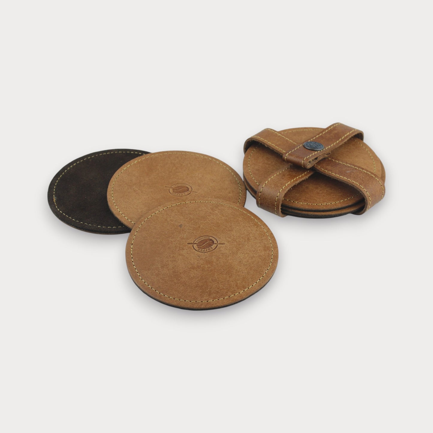 Handgefertigte Leder-Untersetzer – Brew 6er Set
