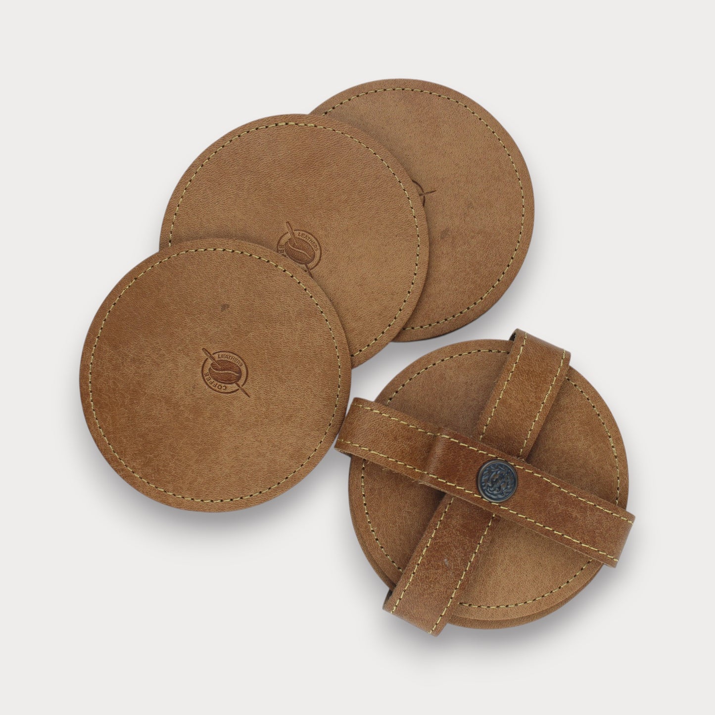 Handgefertigte Leder-Untersetzer – Brew 6er Set