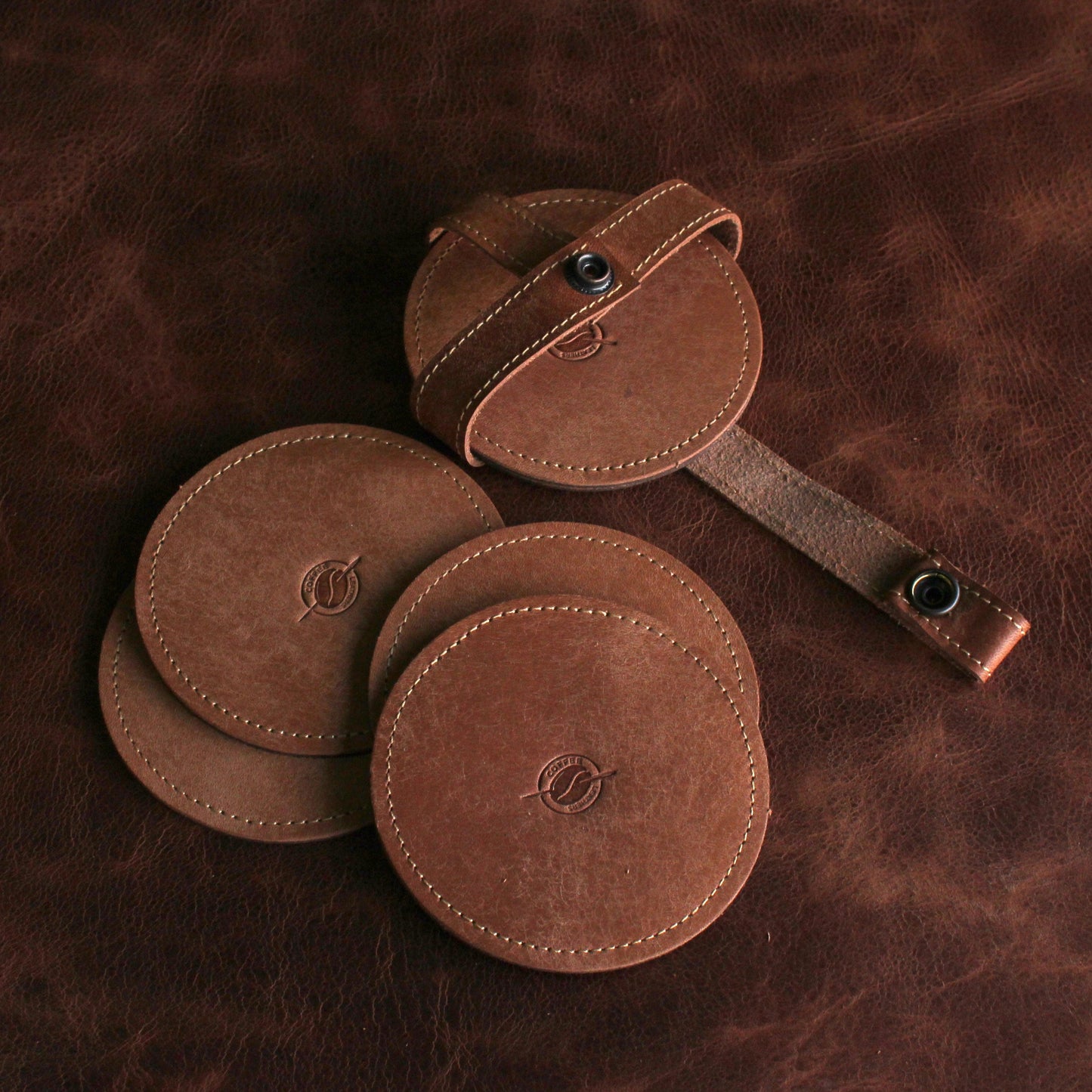 El Yapımı Deri Bardak Altlığı