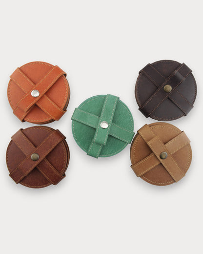 Handgefertigte Leder-Untersetzer – Brew 6er Set
