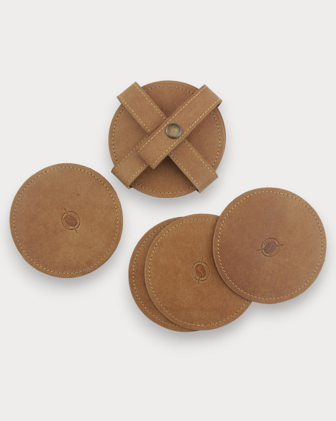 Handgefertigte Leder-Untersetzer – Brew 6er Set