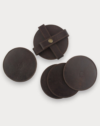 Handgefertigte Leder-Untersetzer – Brew 6er Set