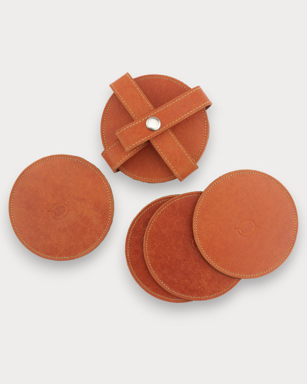 Handgefertigte Leder-Untersetzer – Brew 6er Set