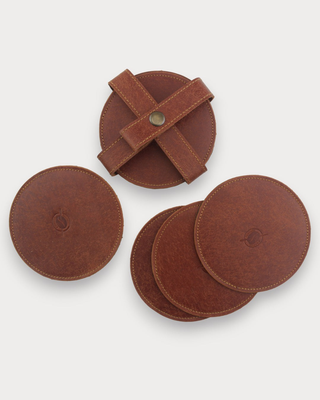 Handgefertigte Leder-Untersetzer – Brew 6er Set