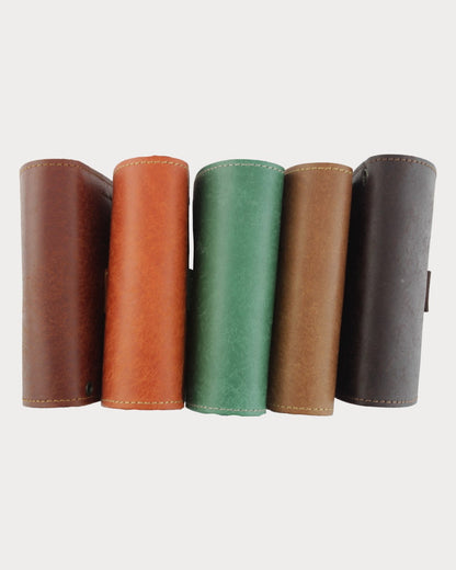 Leder Camping-Gewürzhalter – 3 Glasflaschen | Mit Korkverschluss, mit Trageschlaufe