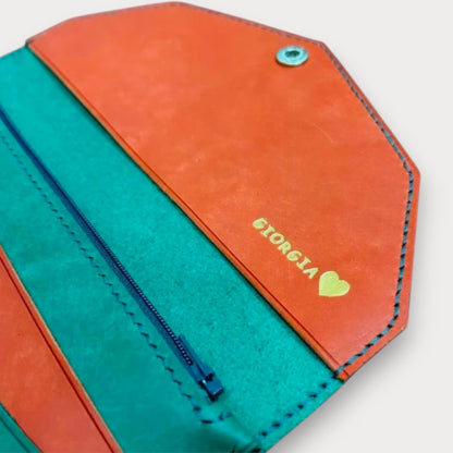 Handgefertigte Leder-Geldbörse mit Reißverschluss – Pour