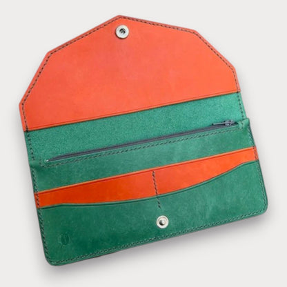 Handgefertigte Leder-Geldbörse mit Reißverschluss – Pour