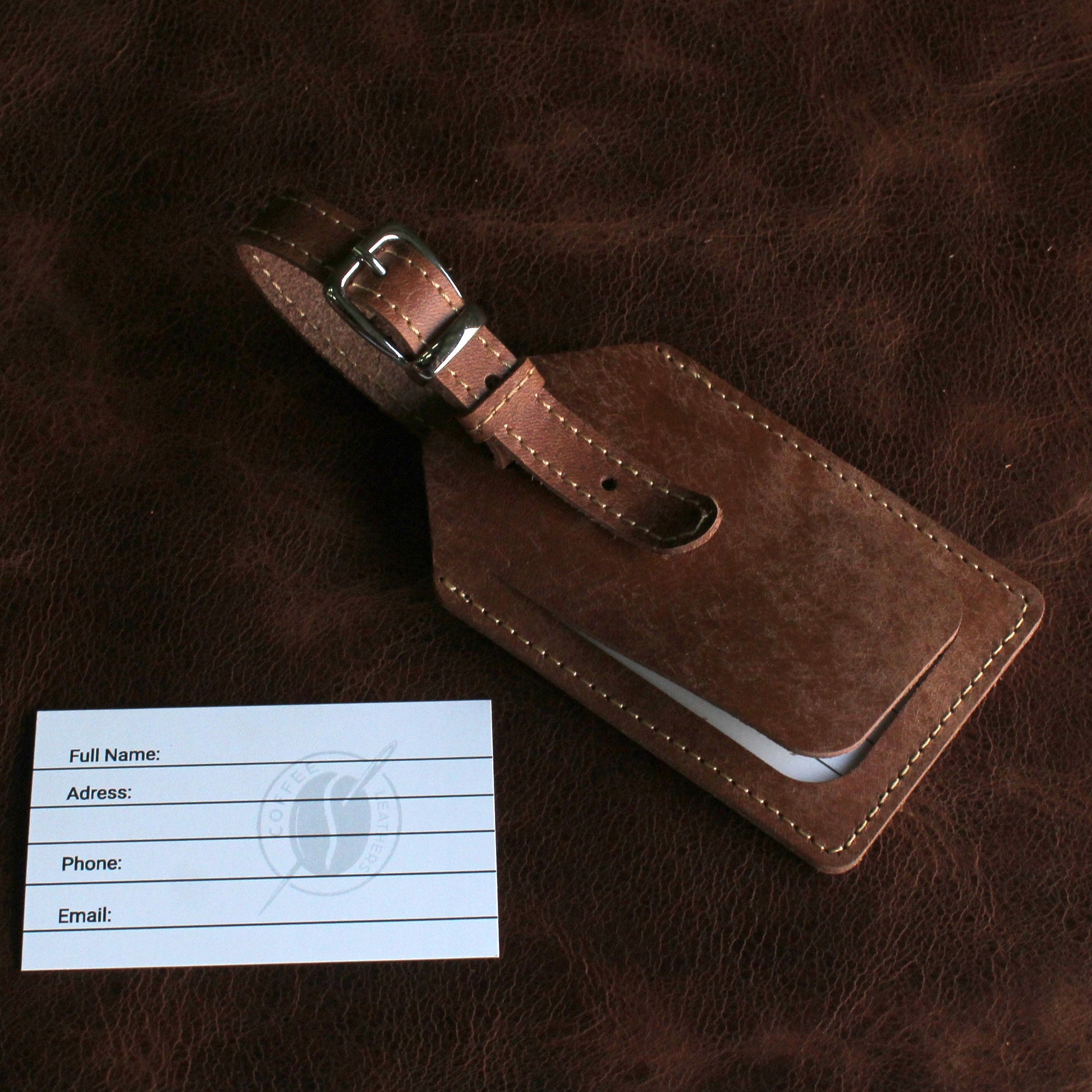 El Yapımı Hakiki Deri Valiz Etiketi 