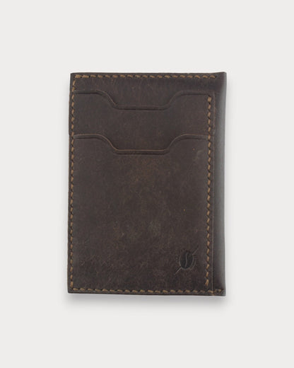 Handgefertigtes minimalistisches Lederkartenetui – Café Noir