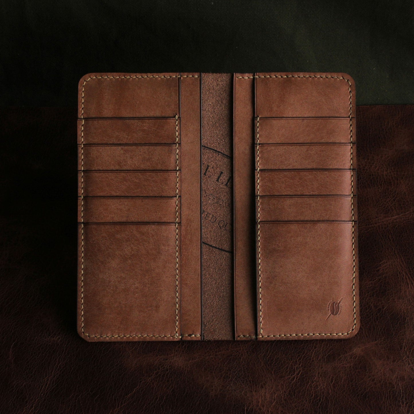 el yapımı dikey deri cüzdan Coffee Leathers
