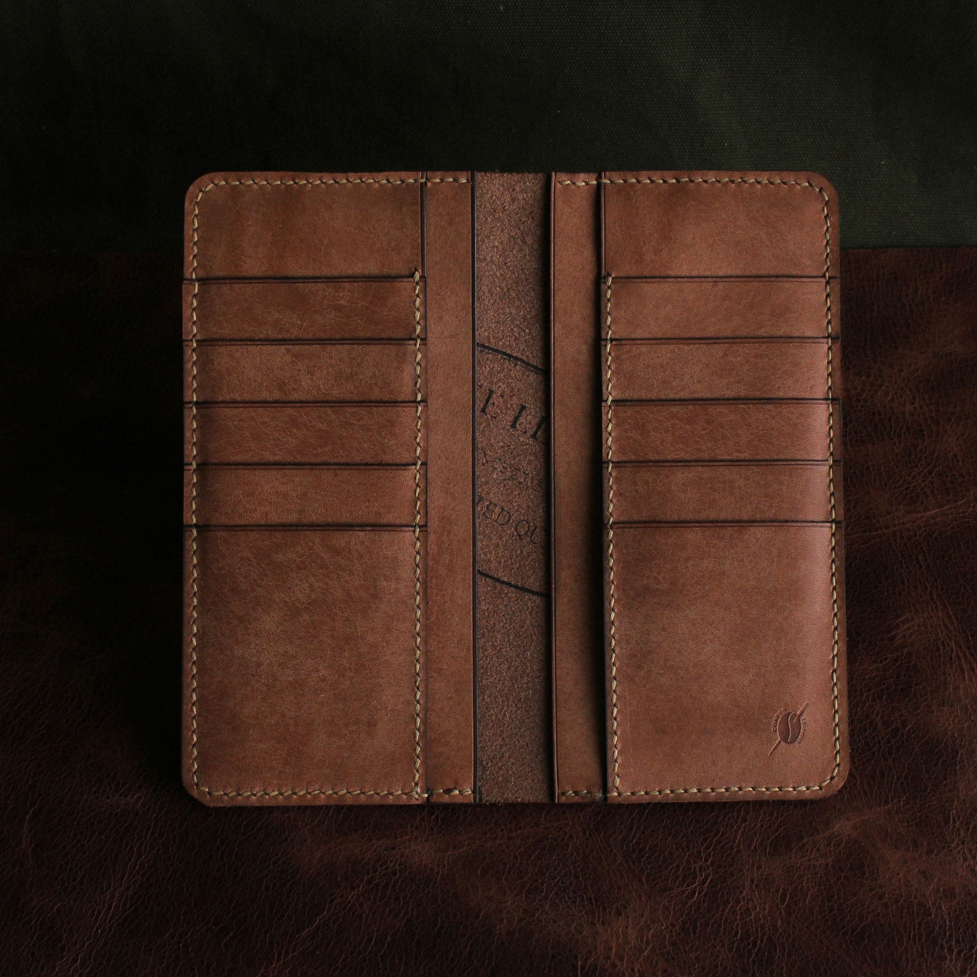 el yapımı dikey deri cüzdan Coffee Leathers