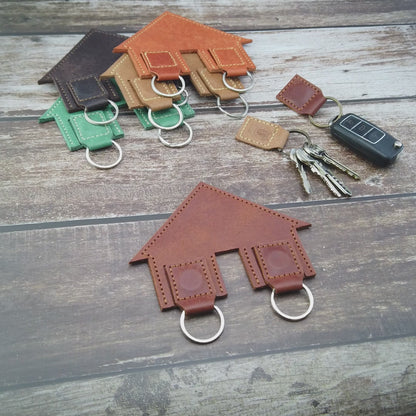 Handgefertigter magnetischer Leder-Schlüsselanhänger – Home