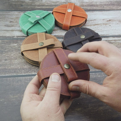 Handgefertigte Leder-Untersetzer – Brew 6er Set