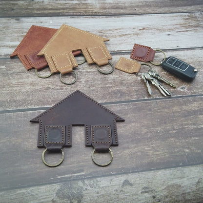 Handgefertigter magnetischer Leder-Schlüsselanhänger – Home