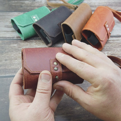 Leder Camping-Gewürzhalter – 3 Glasflaschen | Mit Korkverschluss, mit Trageschlaufe